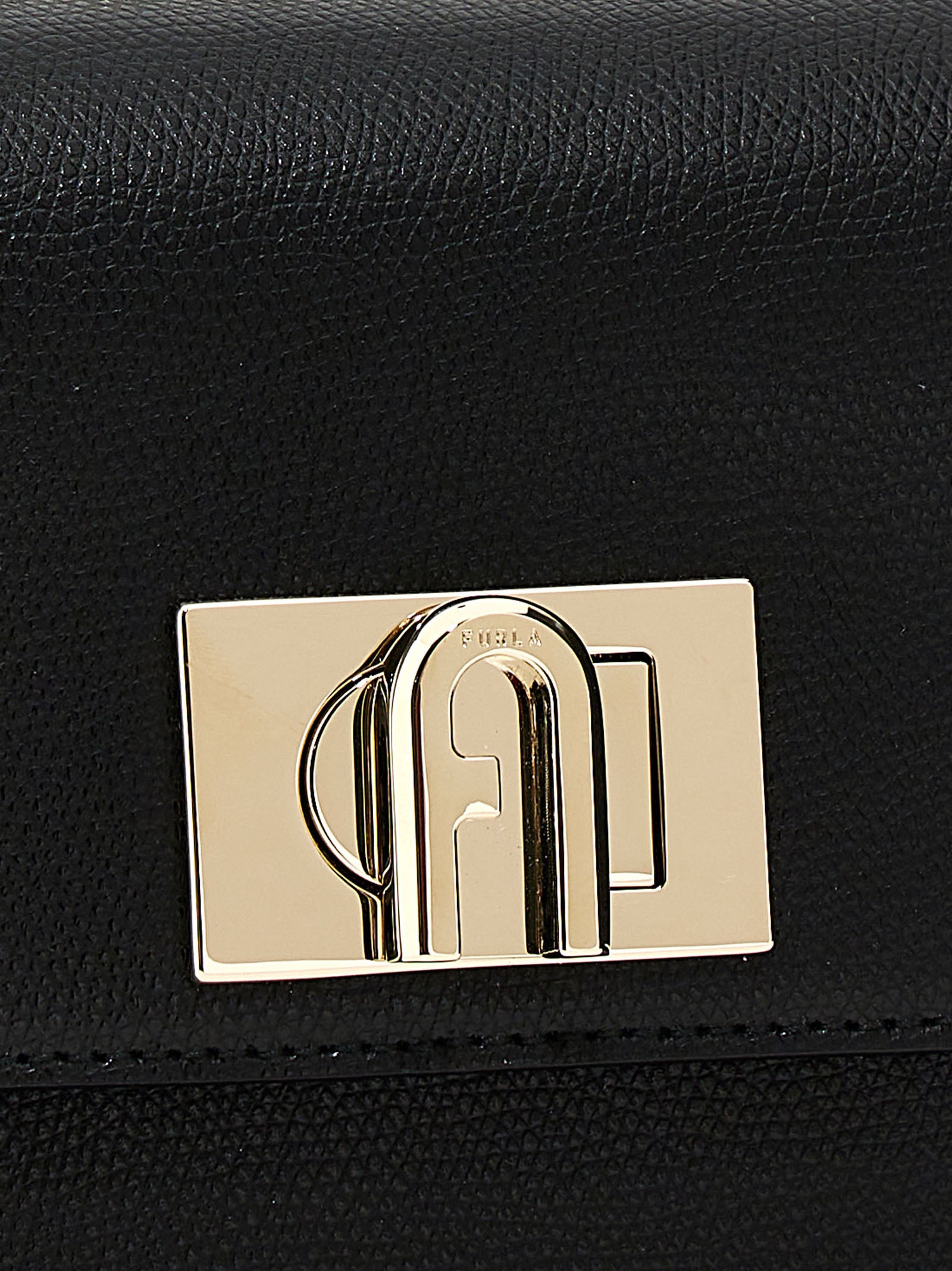 Furla 1927 Mini Leather Shoulder Bag — Black, view 3
