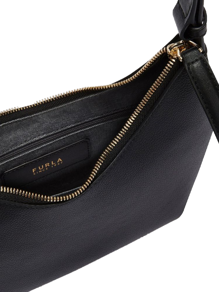 Furla Goccia S Leather Shoulder Bag — Black, view 3