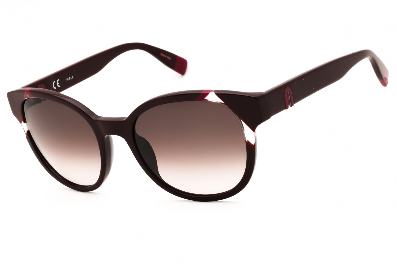 Furla SFU471 Gradient Lens Round Sunglasses — Burgundy by Furla