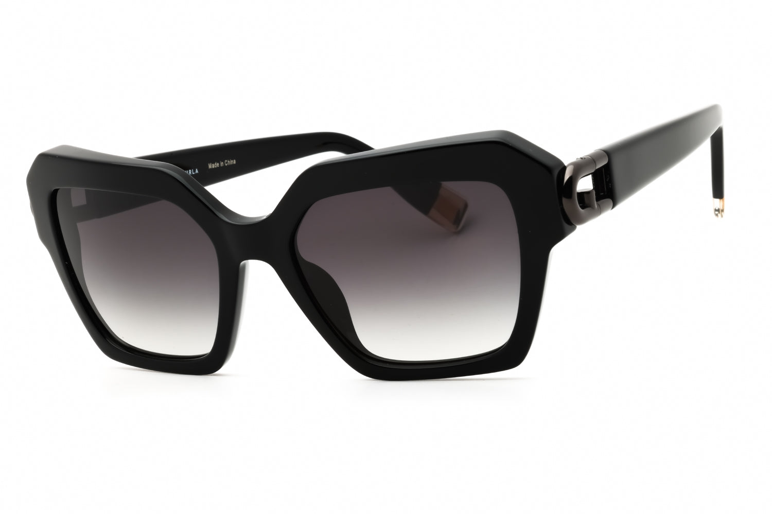 Furla SFU817 Oversized Black Acetate Sunglasses — Black by Furla