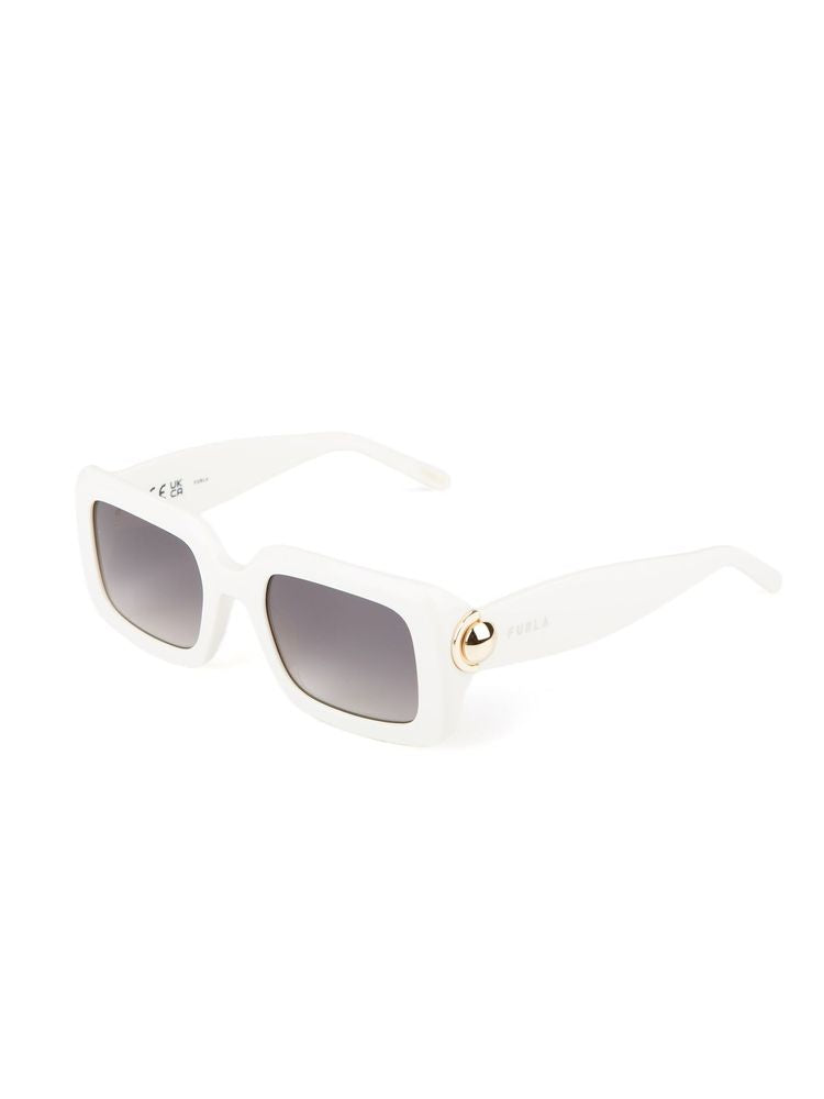 Furla SFU980 Cream Acetate Sunglasses — White by Furla