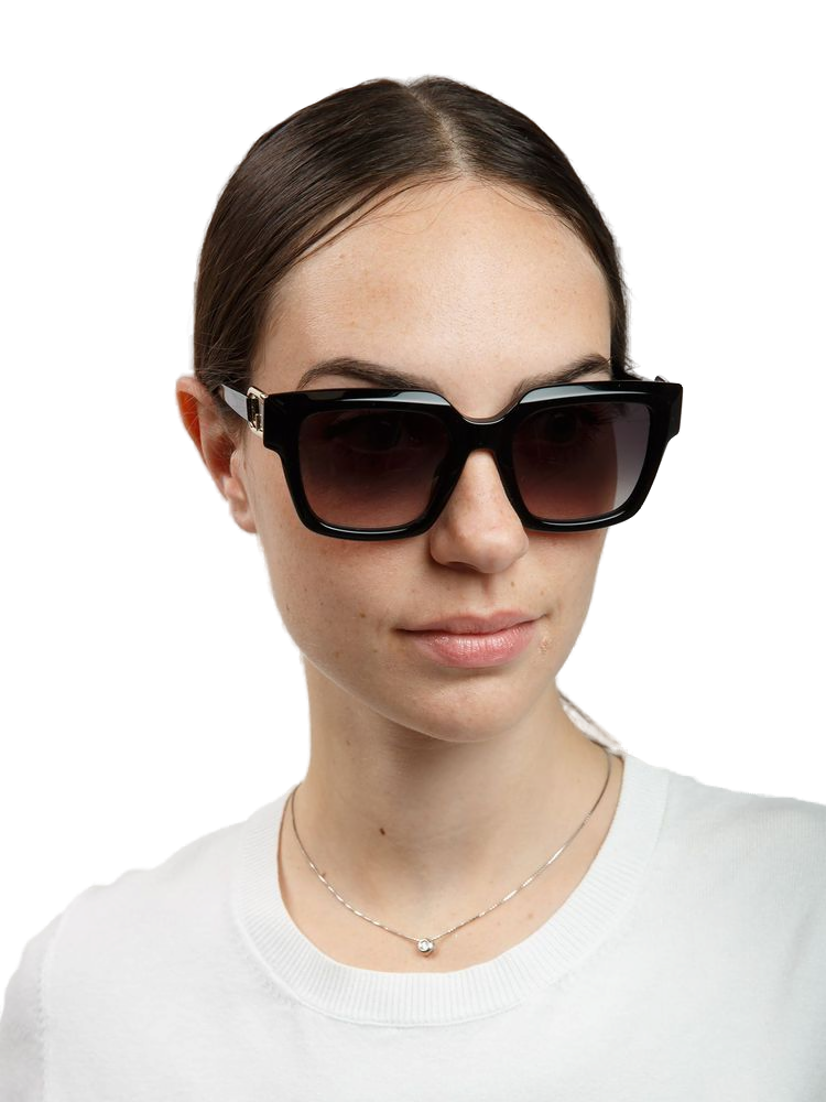 Furla SFU981 Glossy Black Acetate Sunglasses — Black by Furla