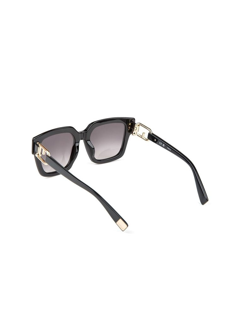 Furla SFU981 Glossy Black Acetate Sunglasses — Black, view 2