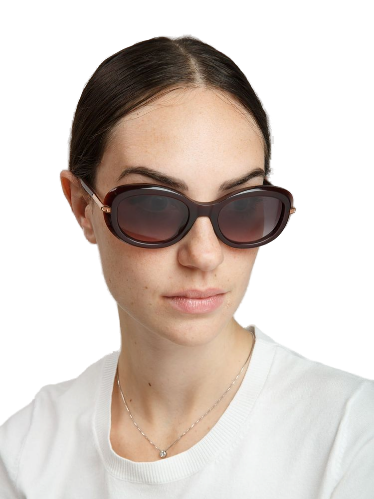 Furla SFU984 Acetate Oval Sunglasses — Burgundy by Furla