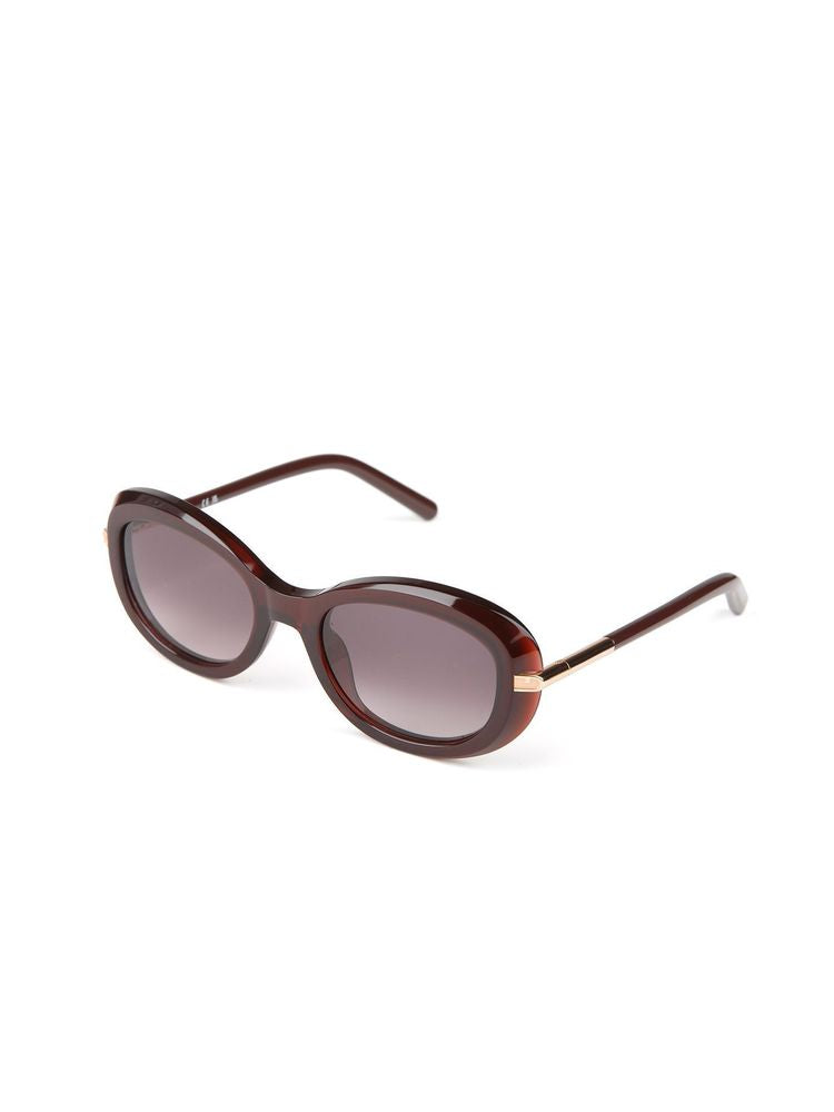 Furla SFU984 Acetate Oval Sunglasses — Burgundy, view 2
