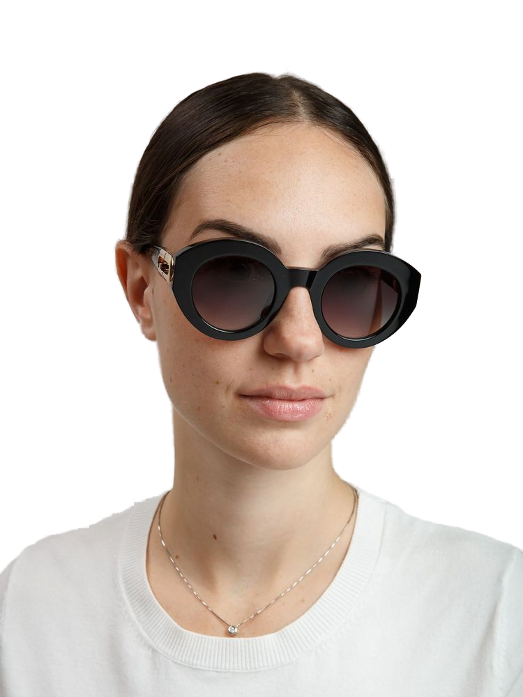 Furla SFU987 Glossy Black Acetate Sunglasses — Black by Furla