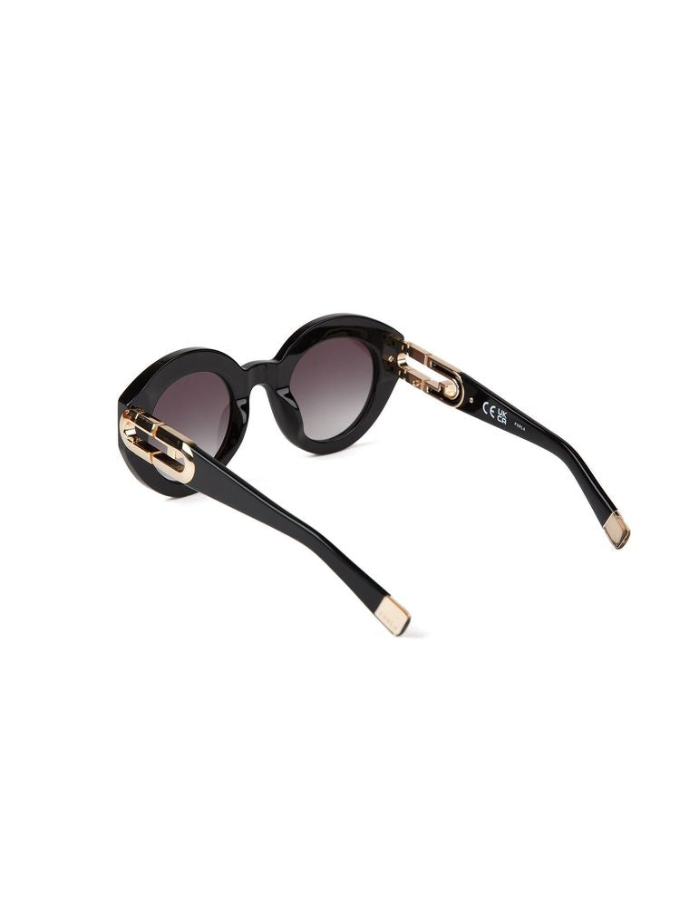 Furla SFU987 Glossy Black Acetate Sunglasses — Black, view 4