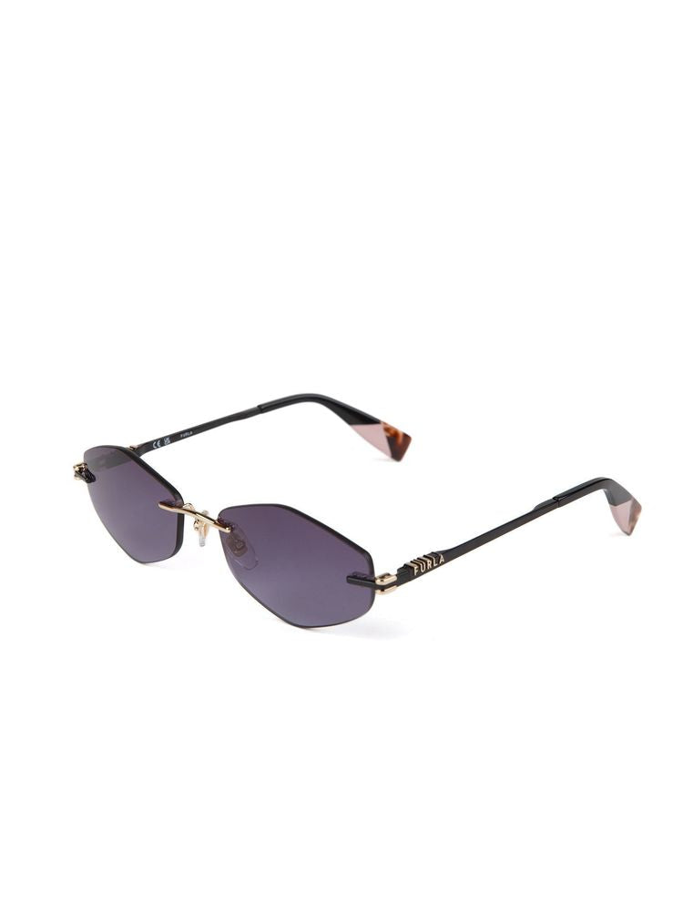 Furla SFUB28 Smoke Gradient Tinted Metal Sunglasses — Rose gold by Furla