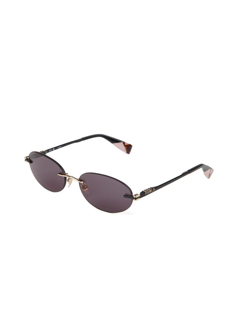 Furla SFUB29 Polished Metal Oval Sunglasses — Rose gold, view 2
