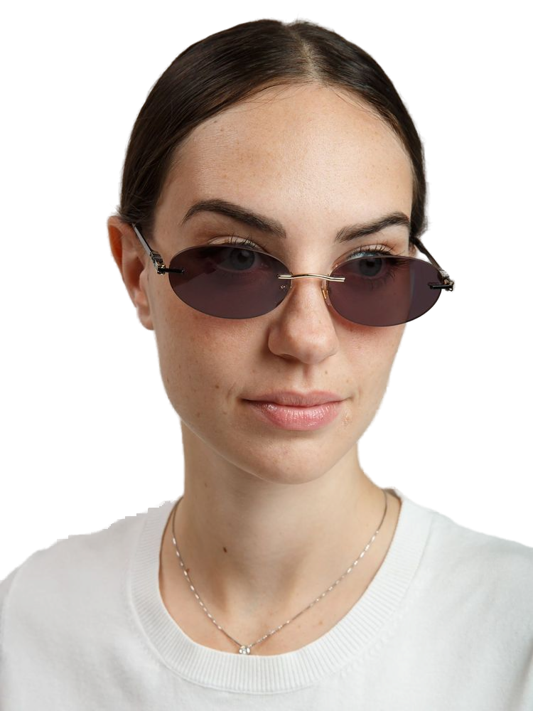 Furla SFUB29 Polished Metal Oval Sunglasses — Rose gold, view 4