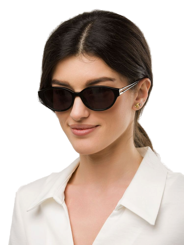 Furla SFUB31 Oval Acetate Frame Sunglasses — Black, view 4