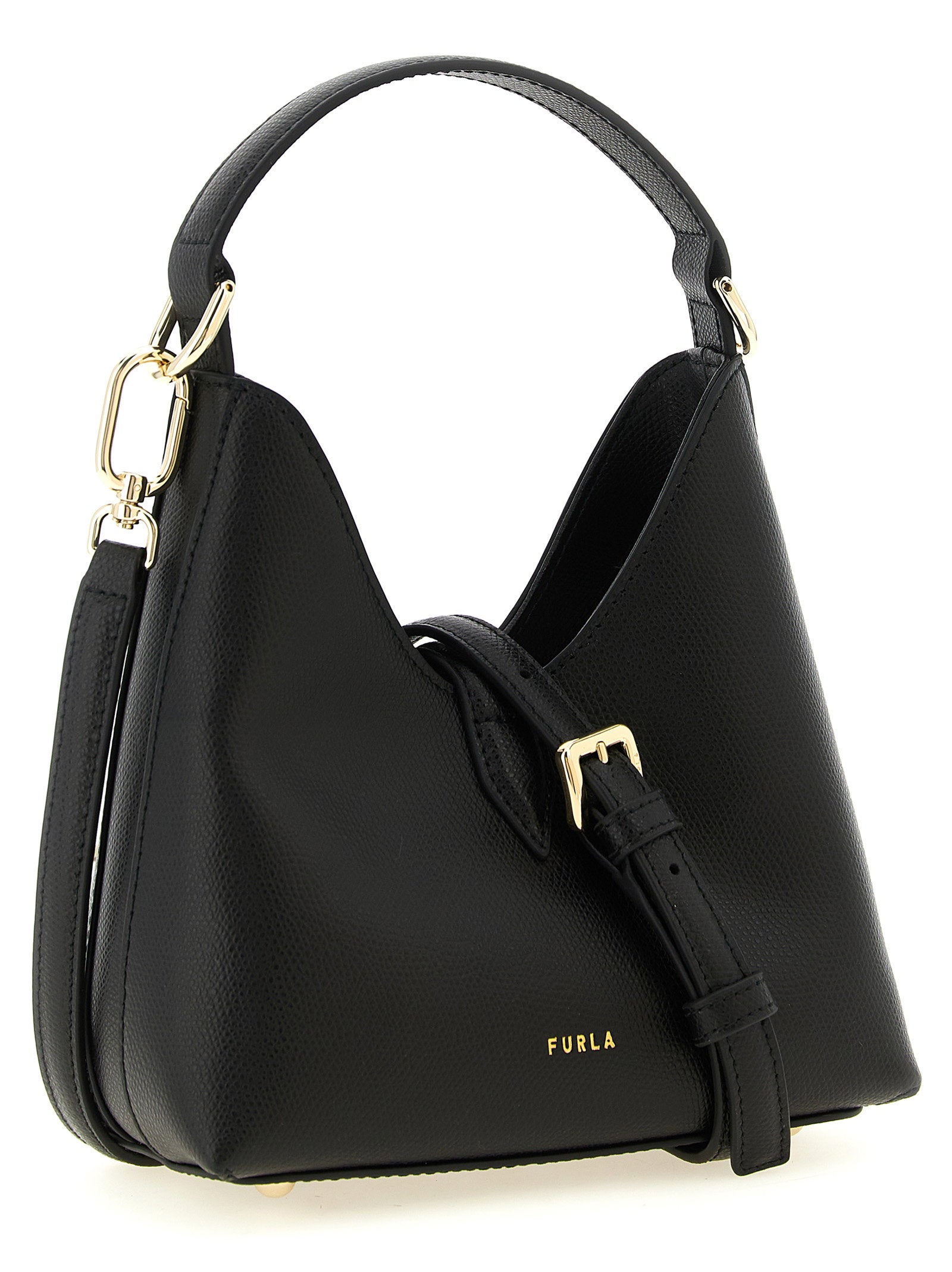Furla Textured Calf Leather Shoulder Bag — Black, view 2