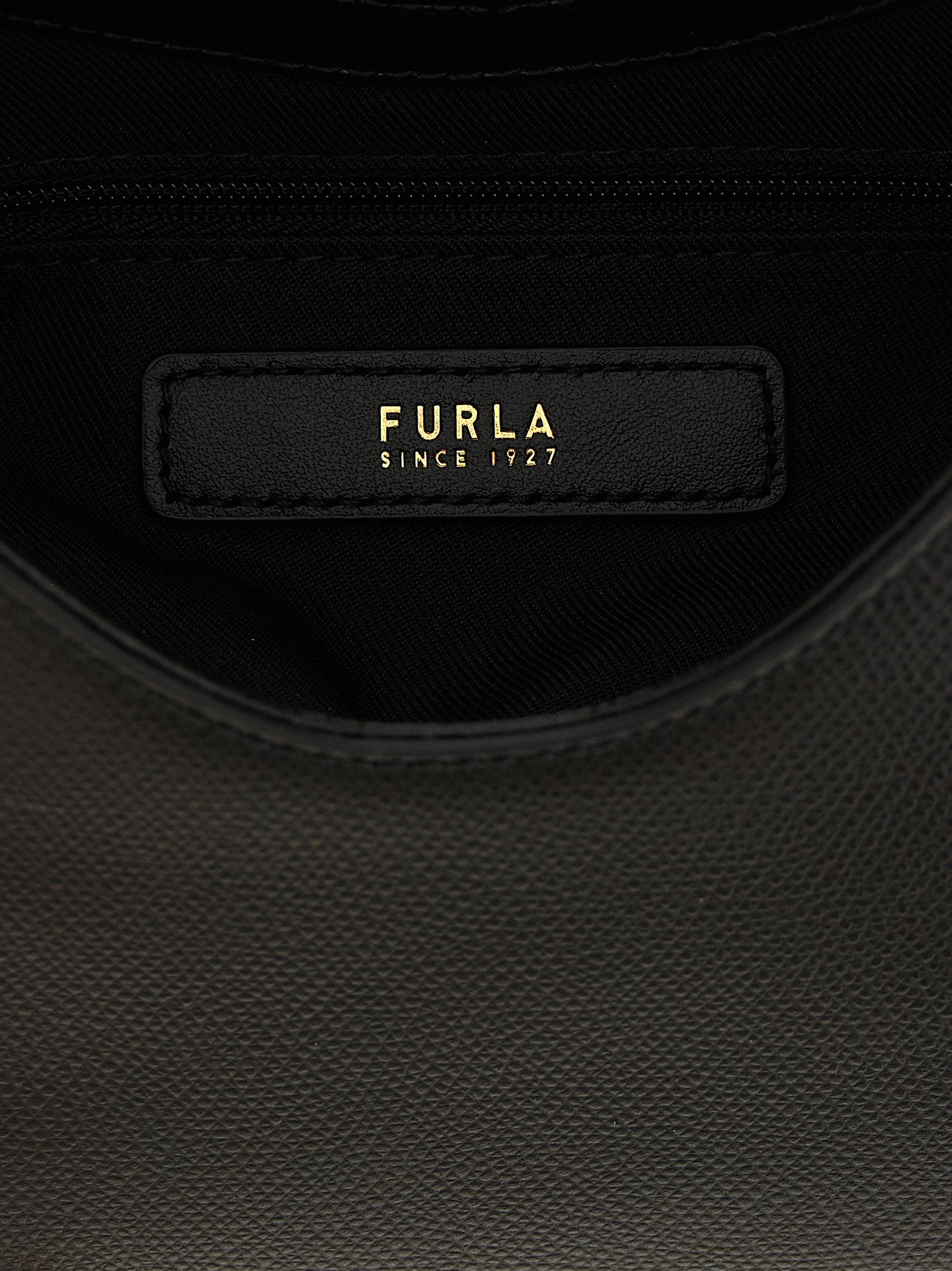 Furla Textured Calf Leather Shoulder Bag — Black, view 4