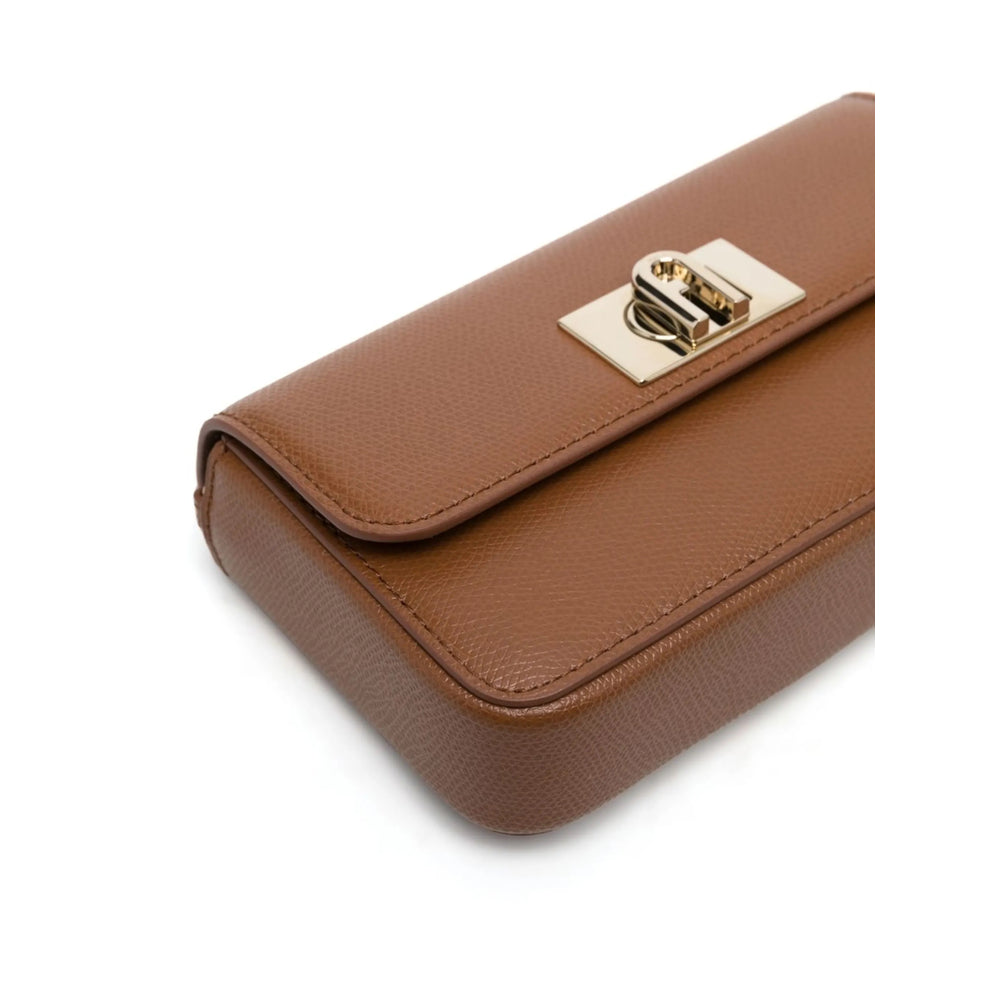 Furla Leather Foldover Shoulder Bag — Brown, view 2
