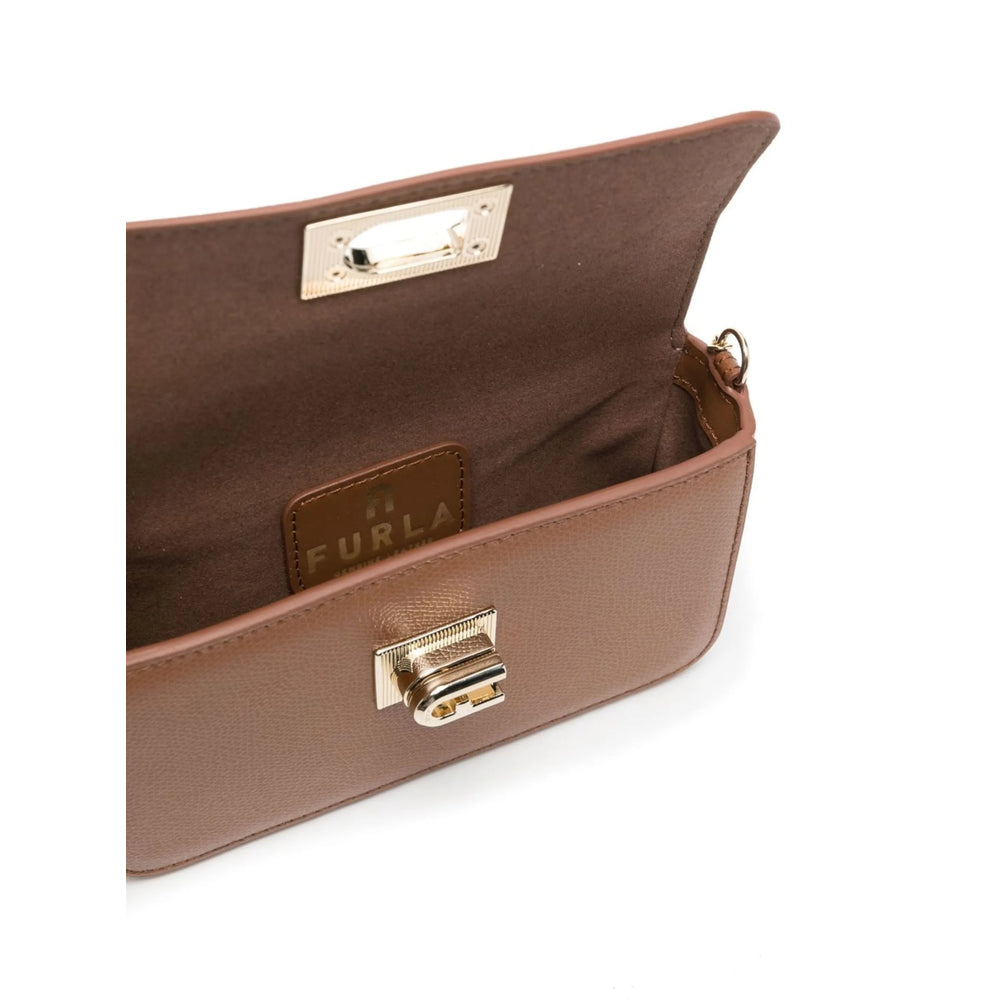 Furla Leather Foldover Shoulder Bag — Brown, view 3