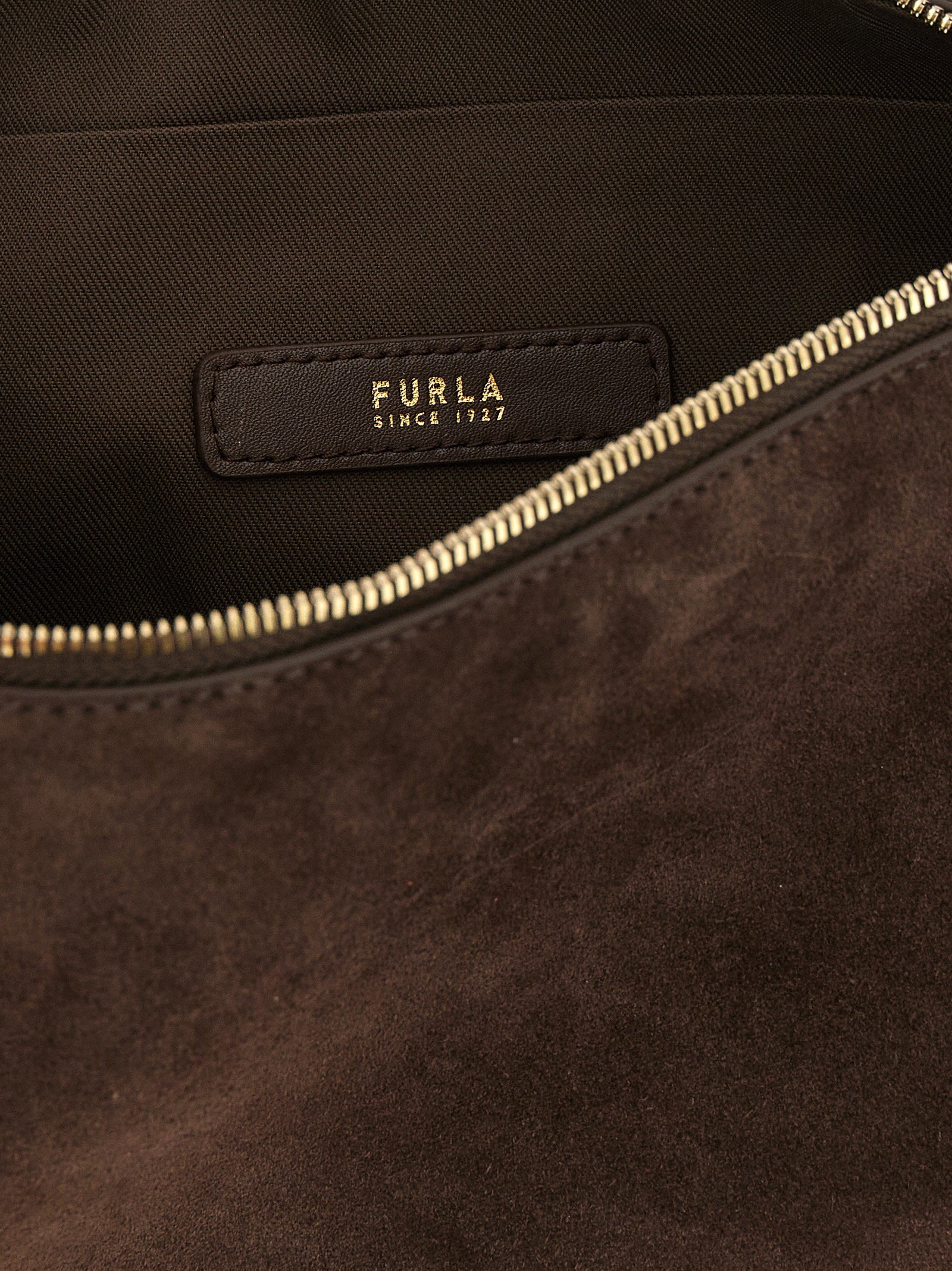Furla Suede Shoulder Bag — Brown, view 4
