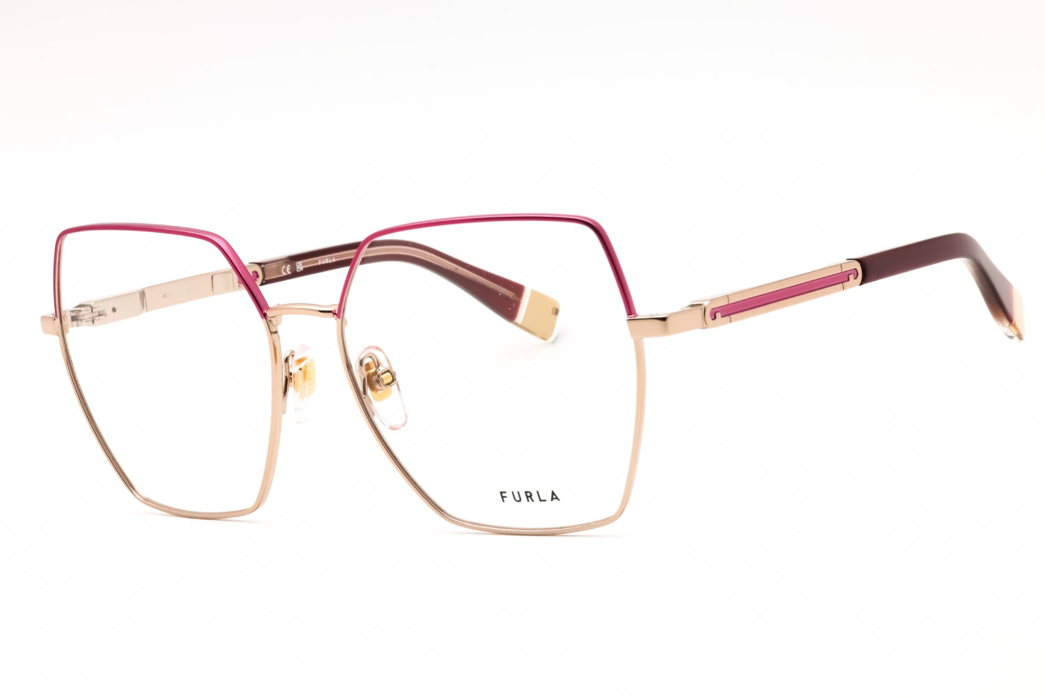 Furla VFU674 Rectangular Metal Frame Eyeglasses — Gold by Furla