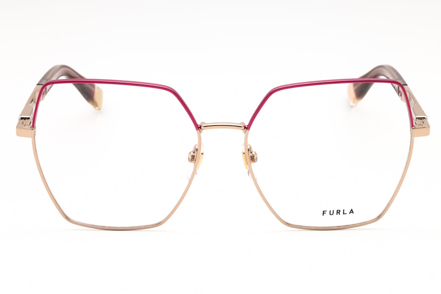 Furla VFU674 Rectangular Metal Frame Eyeglasses — Gold, view 2
