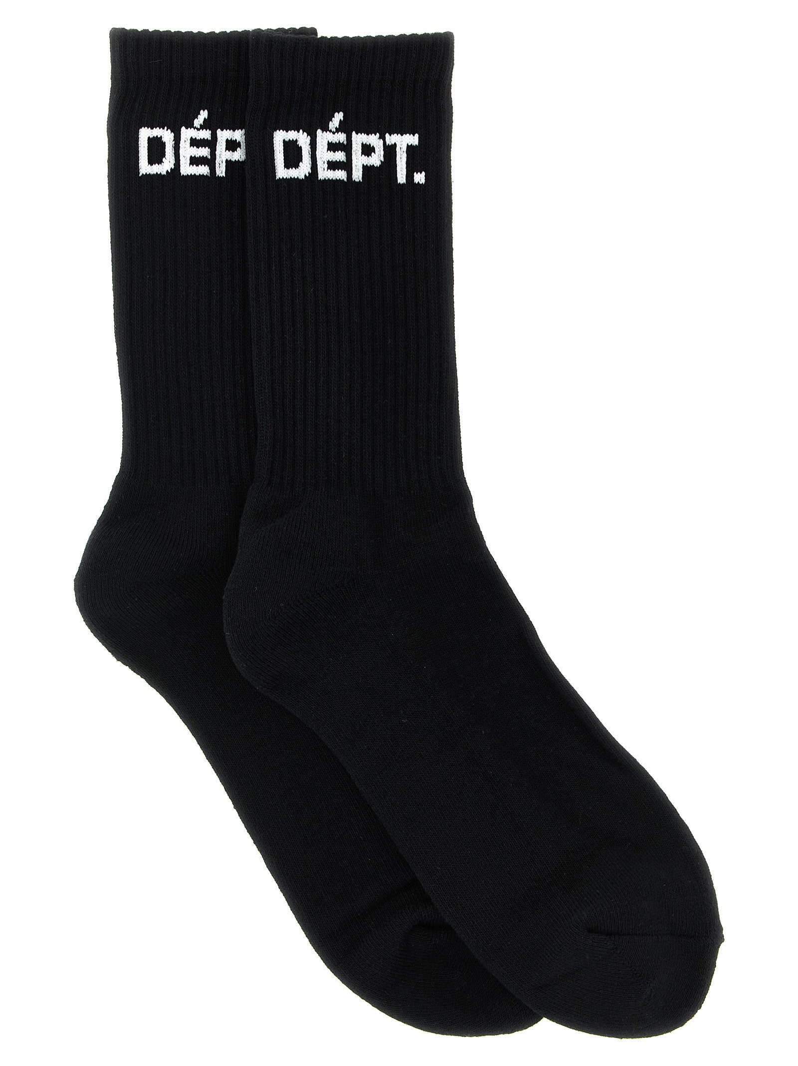 Gallery Dept. Logo-Intarsia Cotton Socks — Black by Gallery Dept