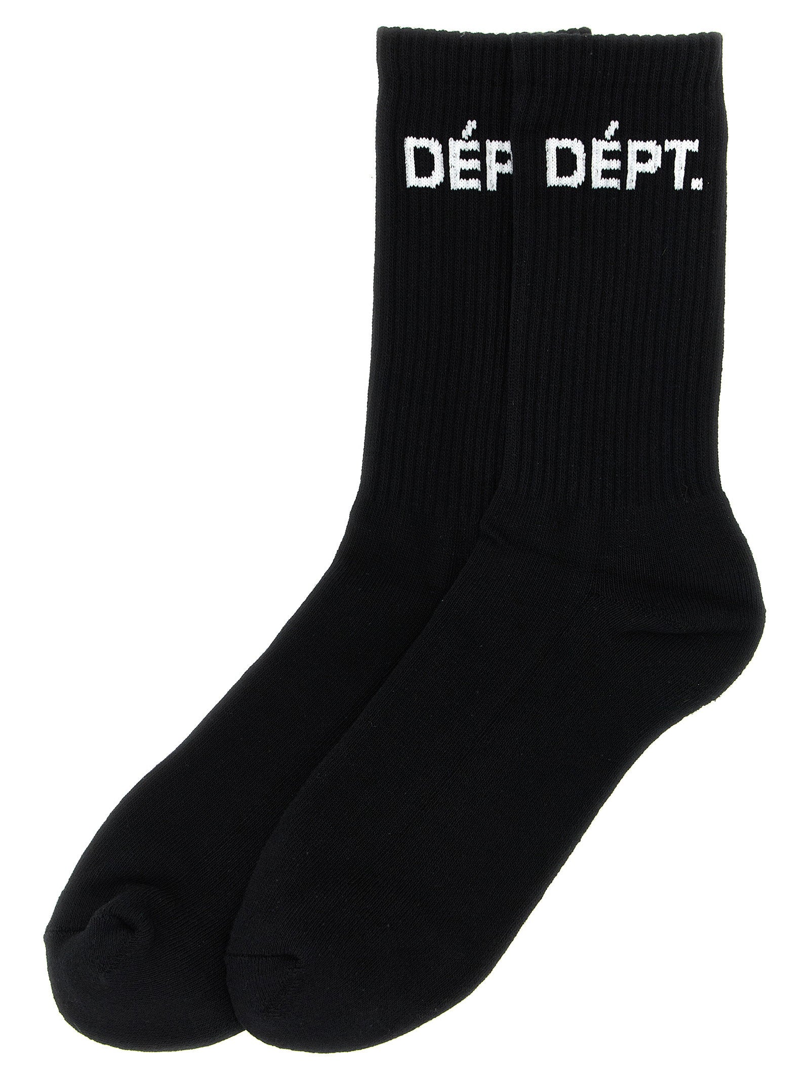 Gallery Dept. Logo-Intarsia Cotton Socks — Black, view 2