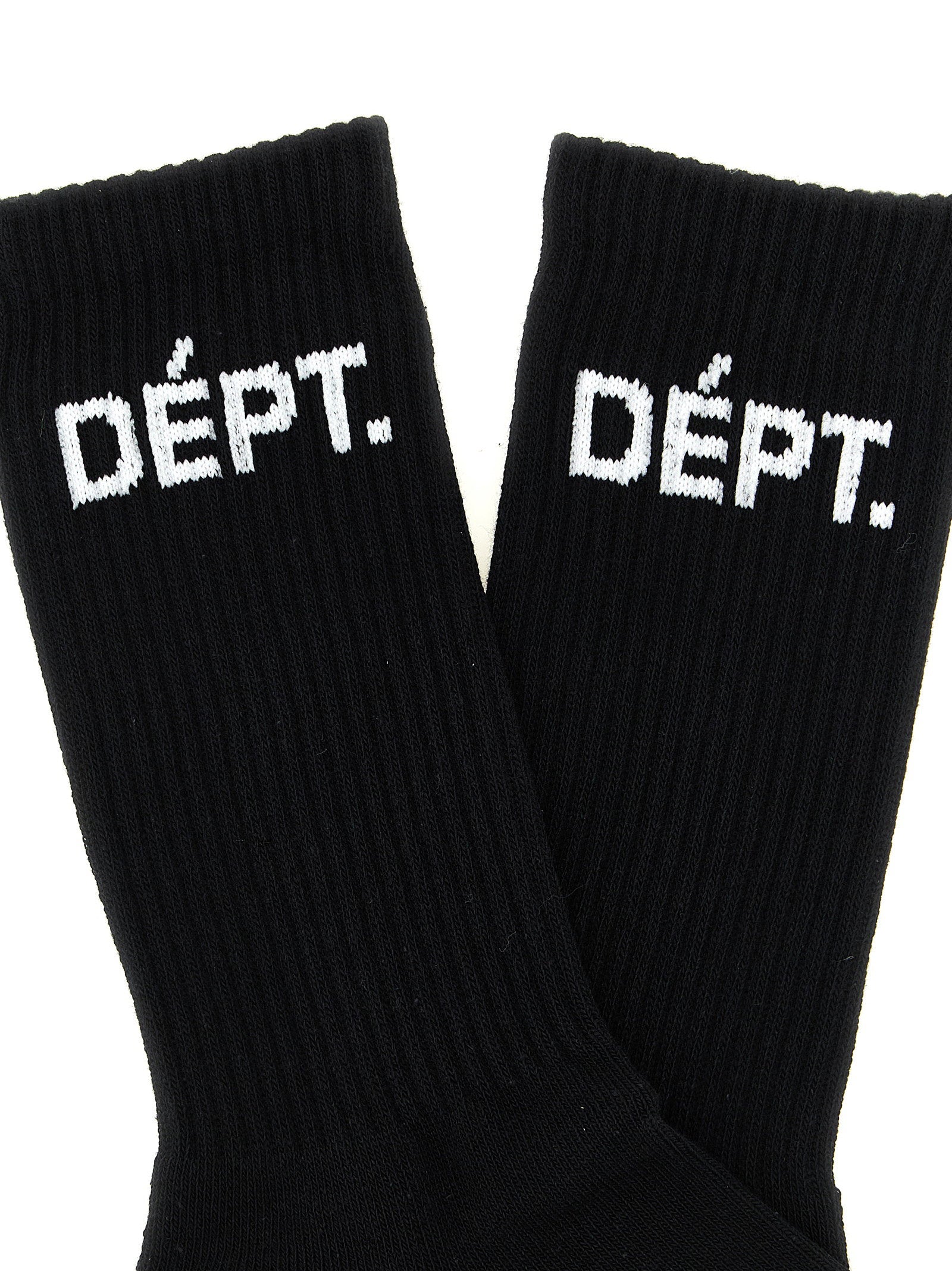 Gallery Dept. Logo-Intarsia Cotton Socks — Black, view 3