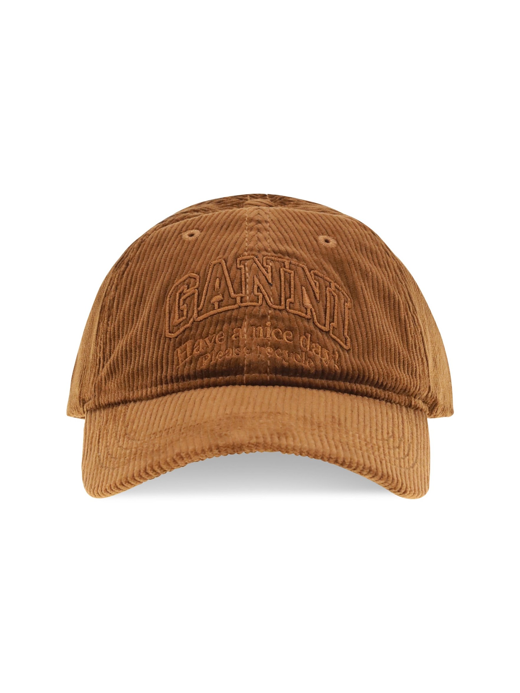 Ganni B3020261 Corduroy Baseball Cap — Brown by Ganni