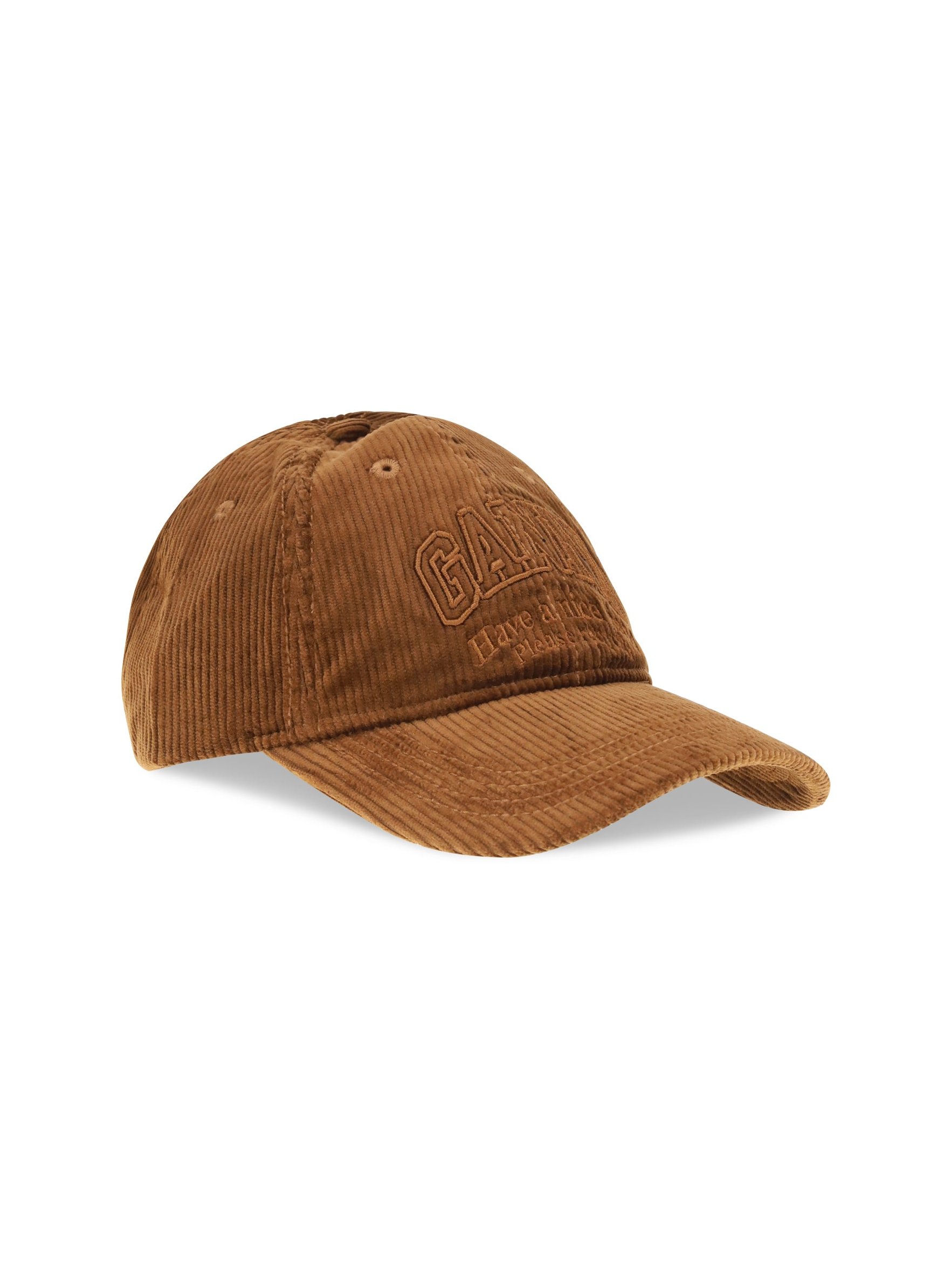 Ganni B3020261 Corduroy Baseball Cap — Brown, view 2