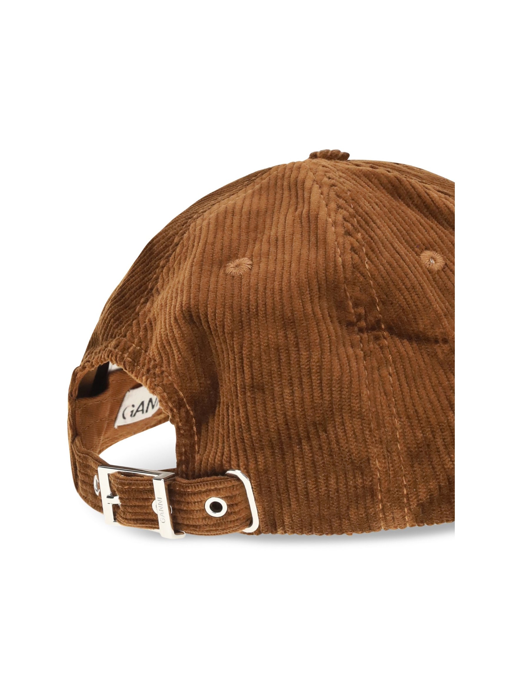 Ganni B3020261 Corduroy Baseball Cap — Brown, view 3