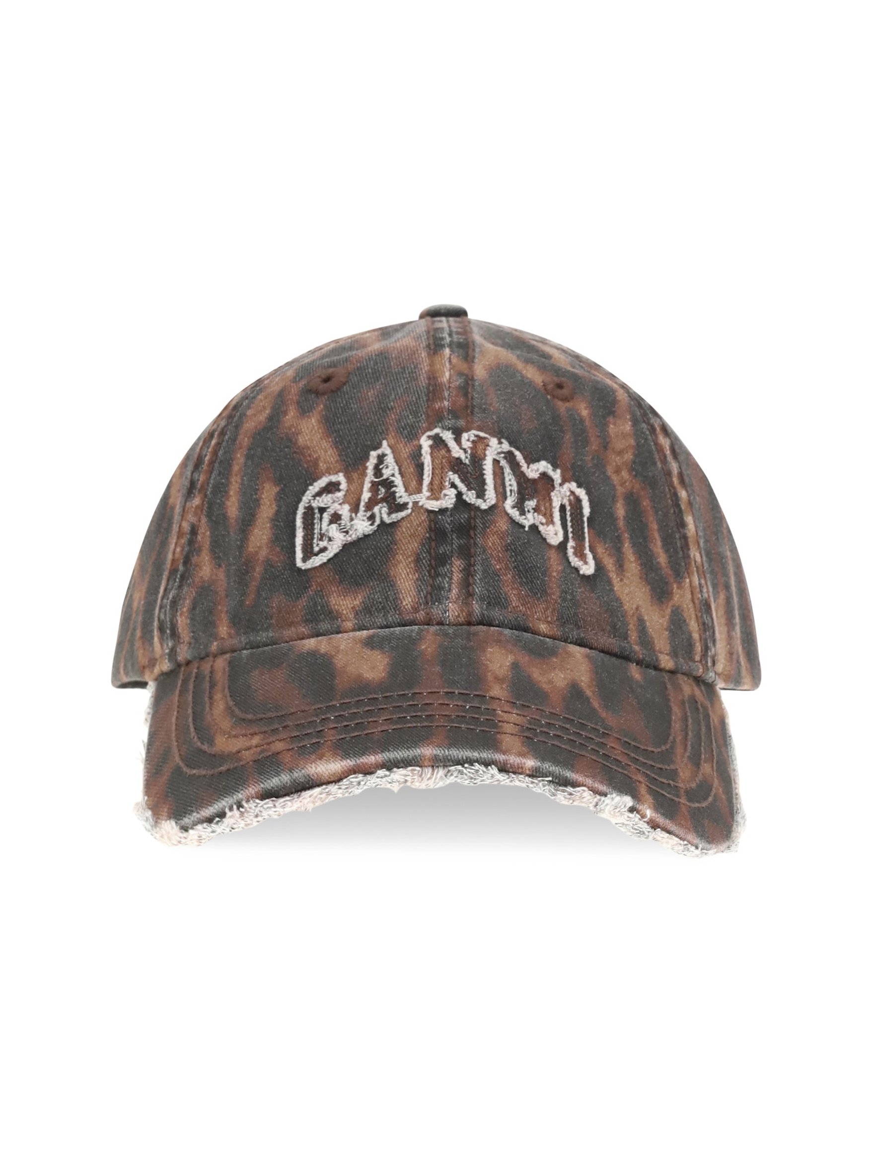 Ganni B3020268 Ocelot Leopard Print Baseball Cap — Brown by Ganni
