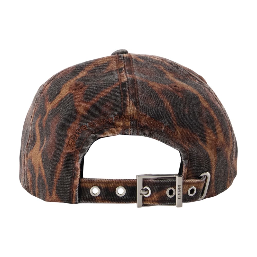 Ganni B3020268-ZZB Leopard-Print Denim Baseball Cap — Brown, view 2