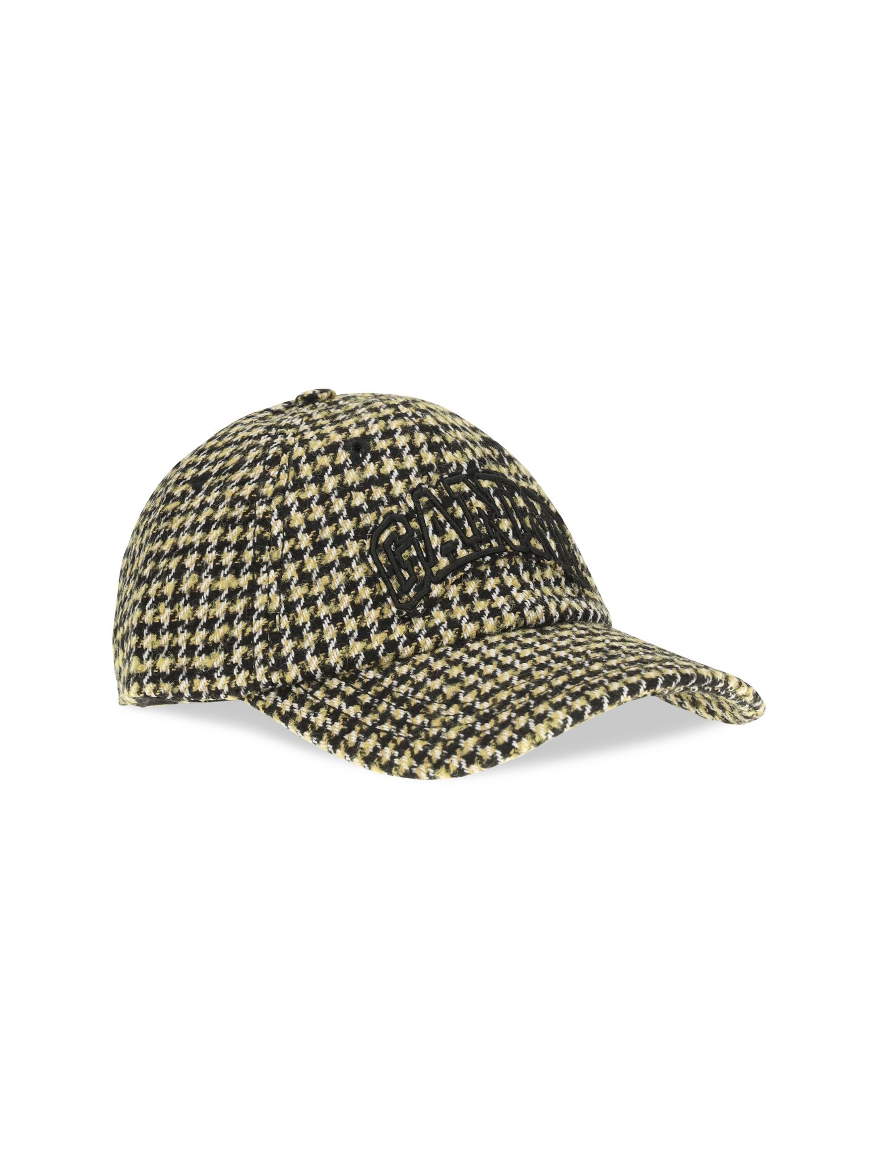 Ganni B3020269 Woollen Check Baseball Cap — Yellow, view 2
