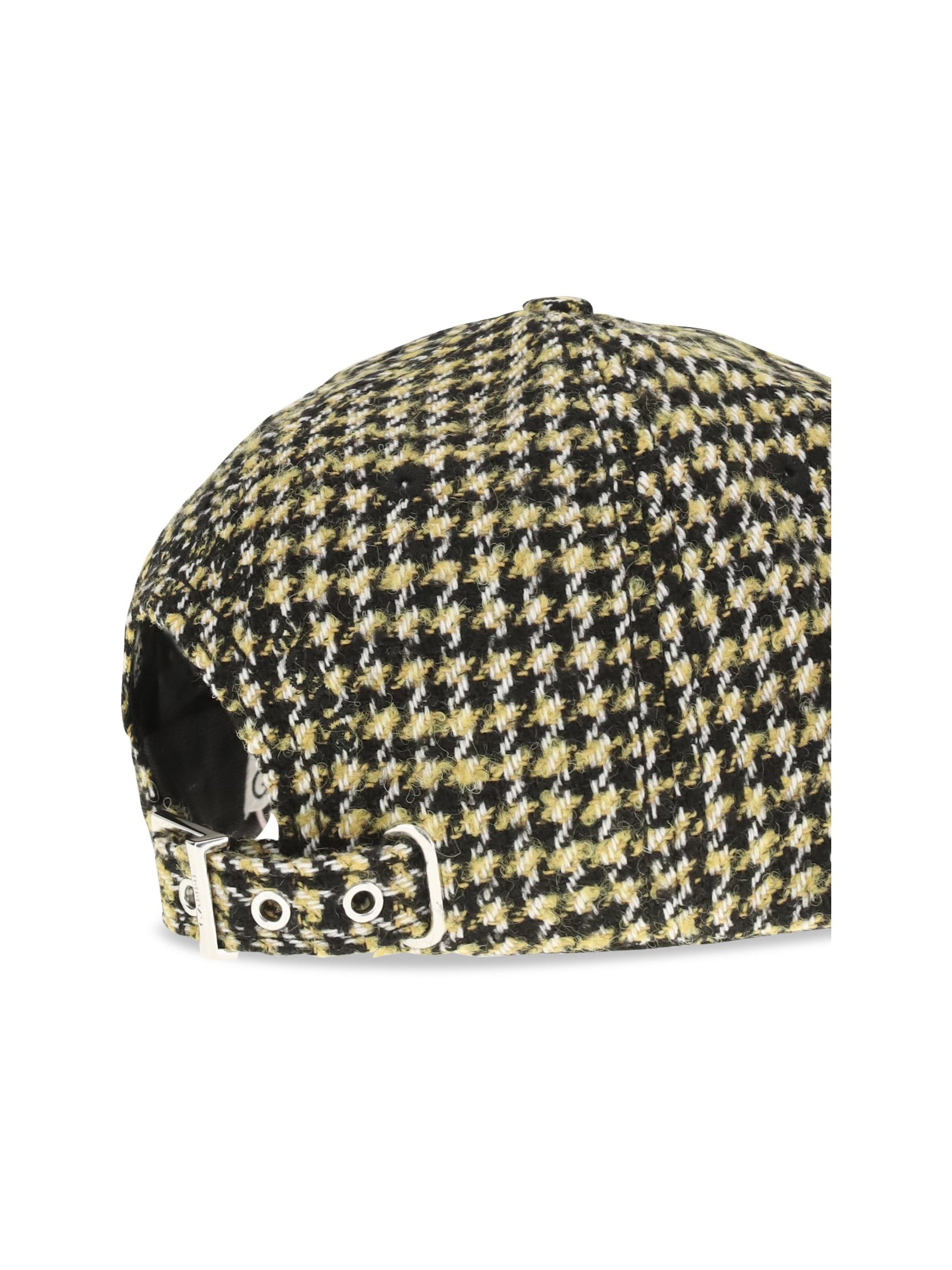 Ganni B3020269 Woollen Check Baseball Cap — Yellow, view 3