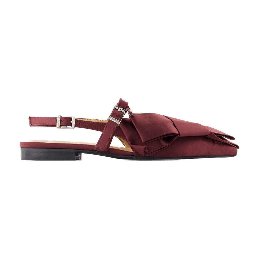 Ganni Big Bow Ballerina Flat — Burgundy, view 2