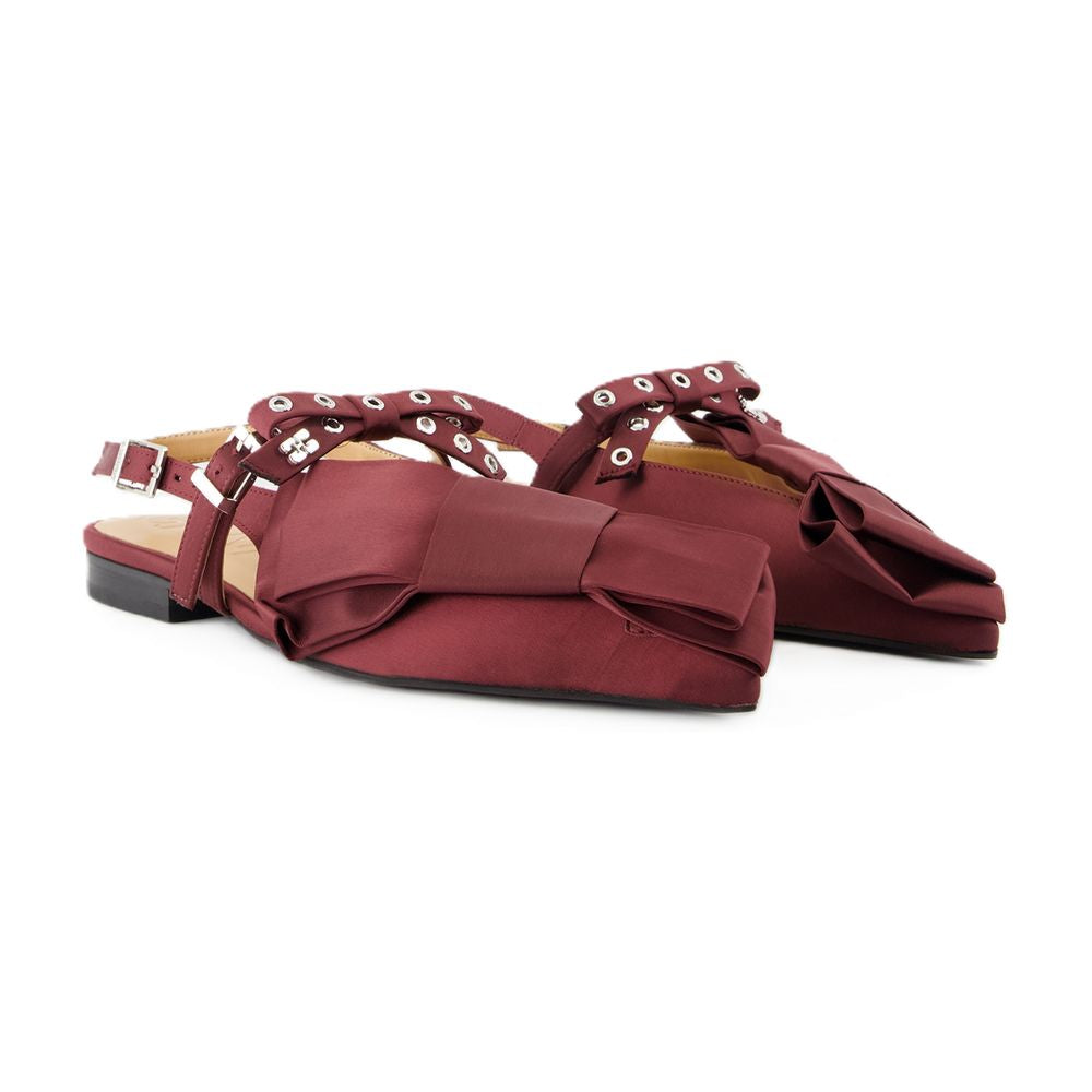 Ganni Big Bow Ballerina Flat — Burgundy, view 3