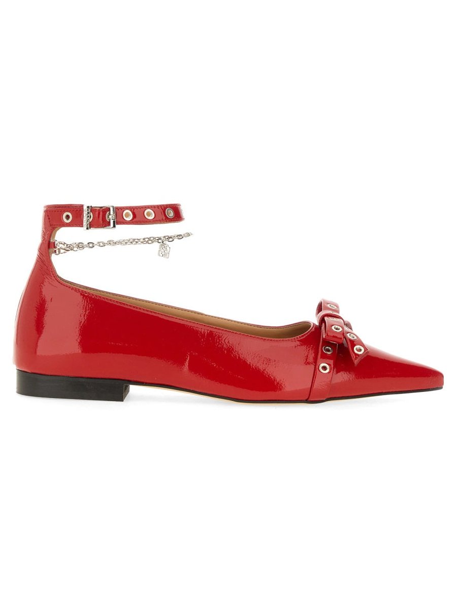 Ganni Ballerina Flat — Red, view 4