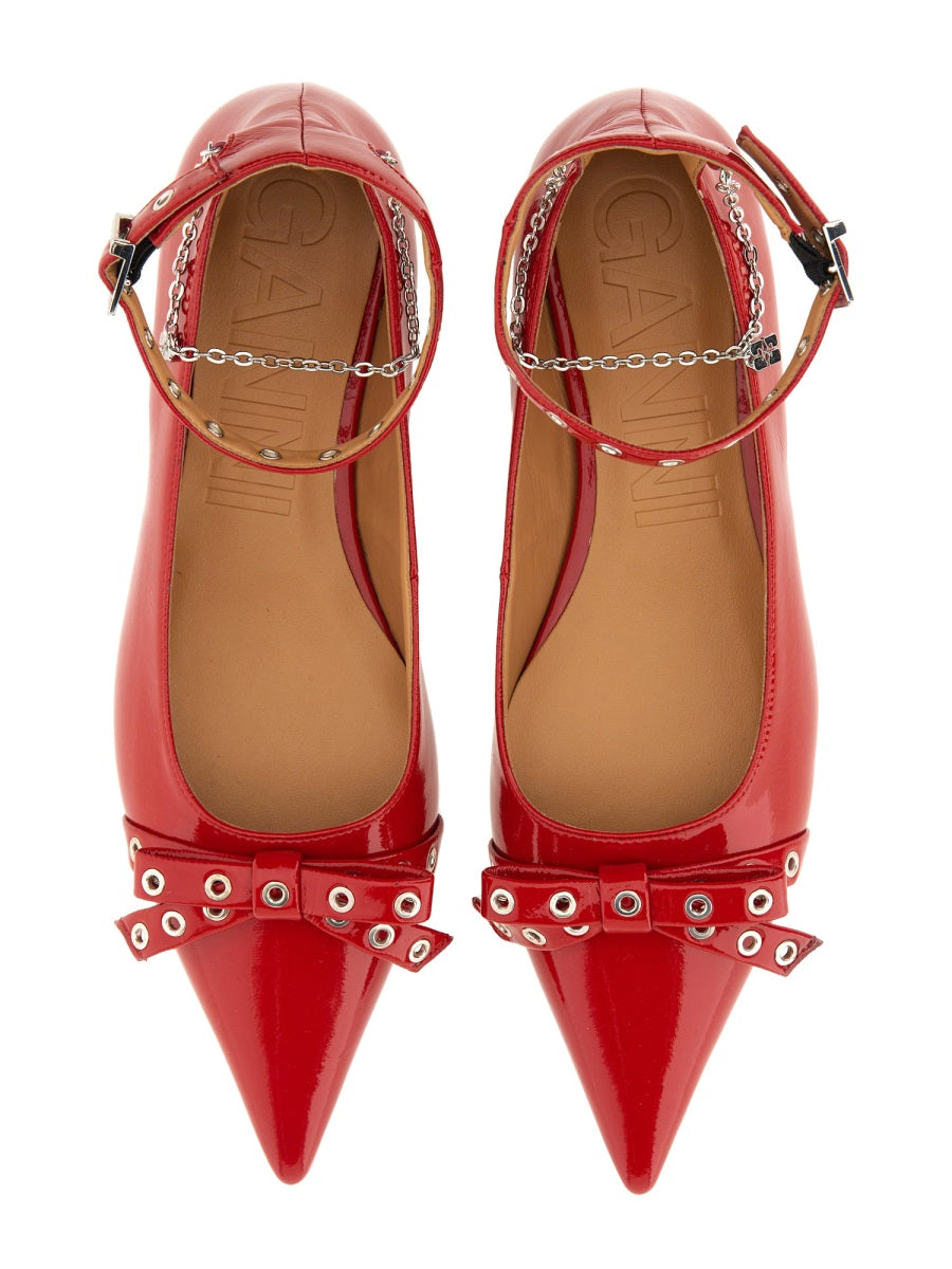 Ganni Ballerina Flat — Red, view 5