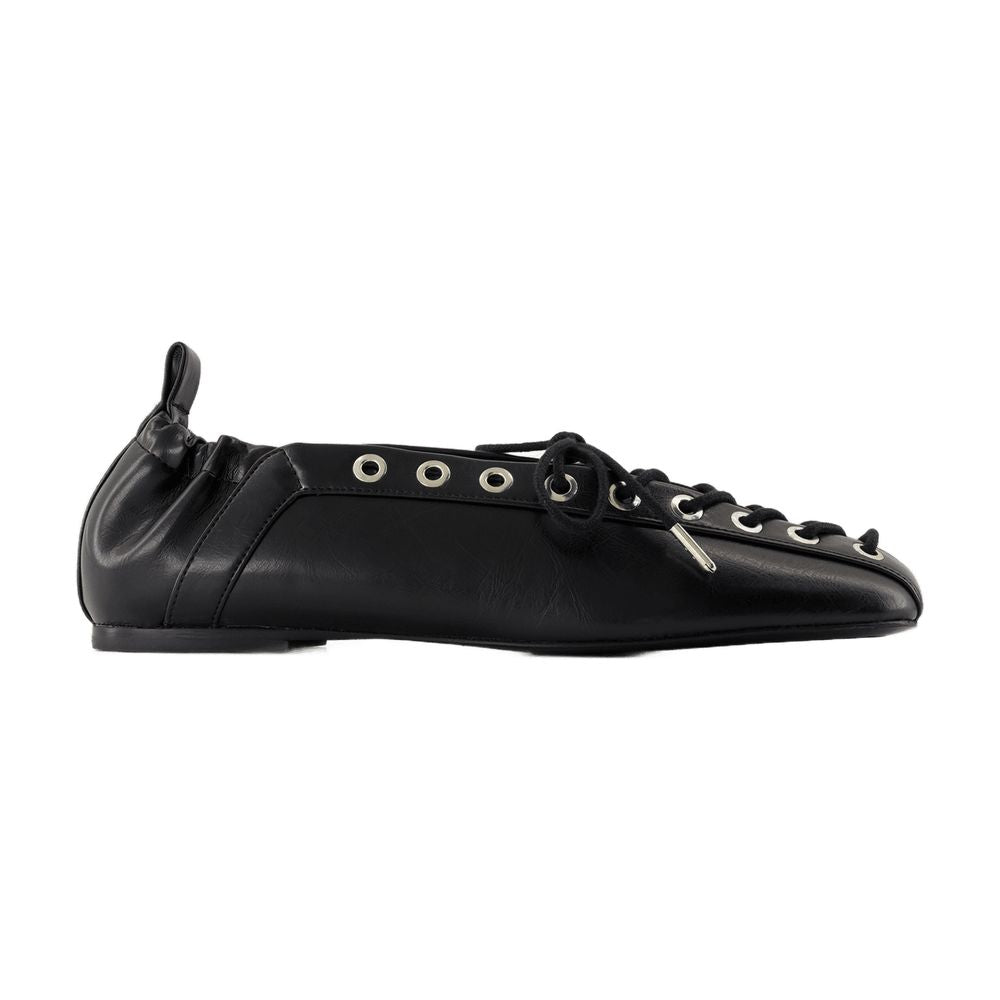 Ganni Eyelet Detail Ballerinas — Black, view 2