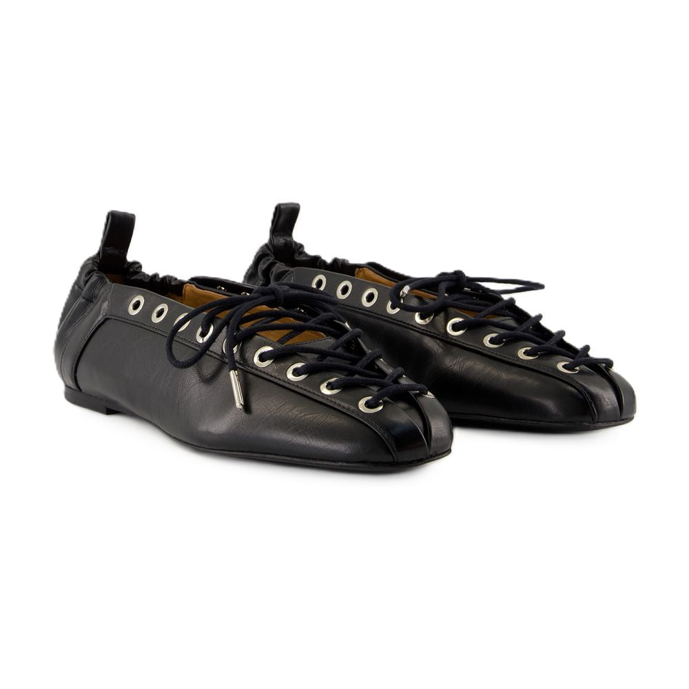 Ganni Eyelet Detail Ballerinas — Black, view 3