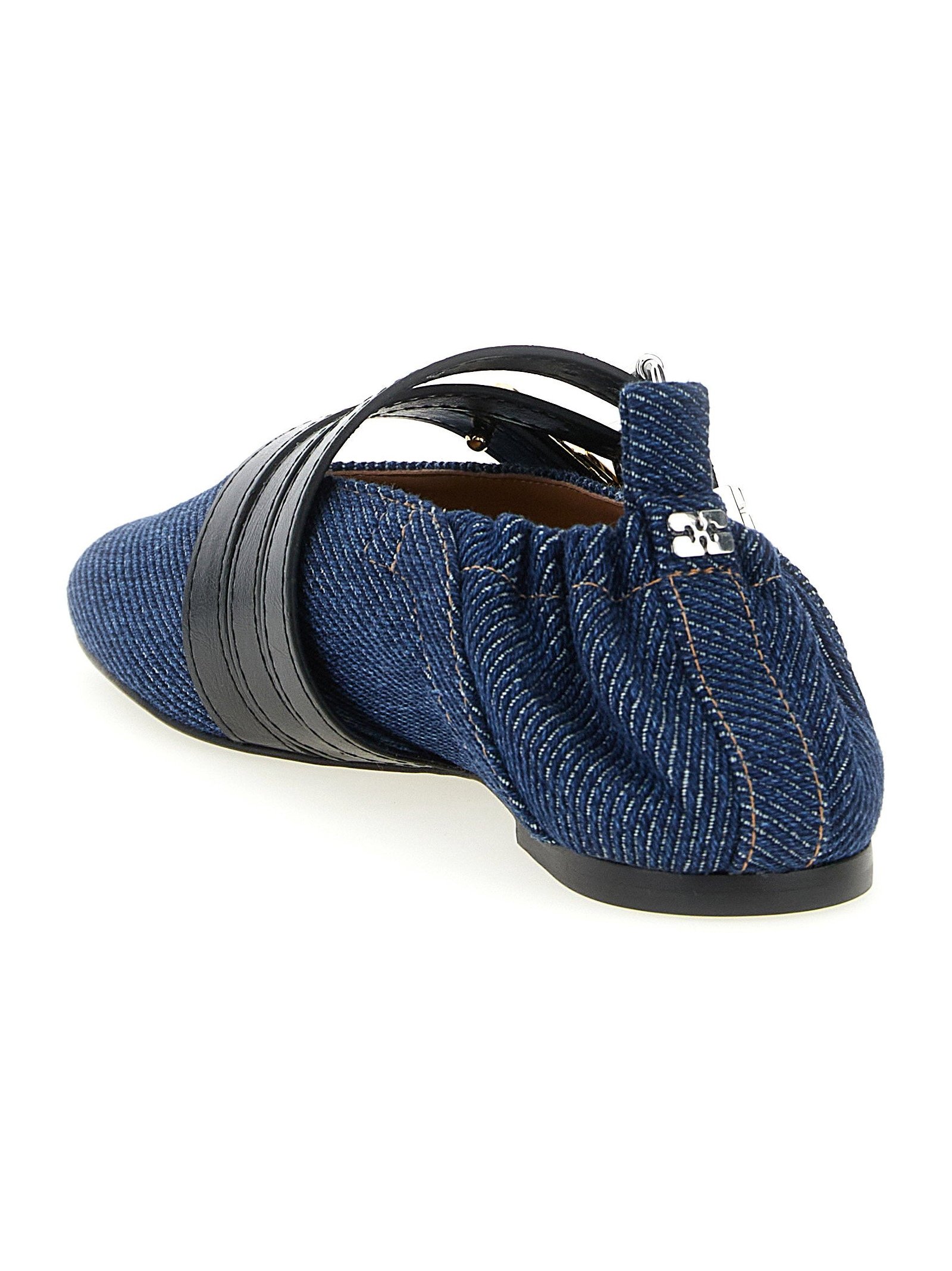 Ganni Sue Triple Ballet Flat — Navy, view 3