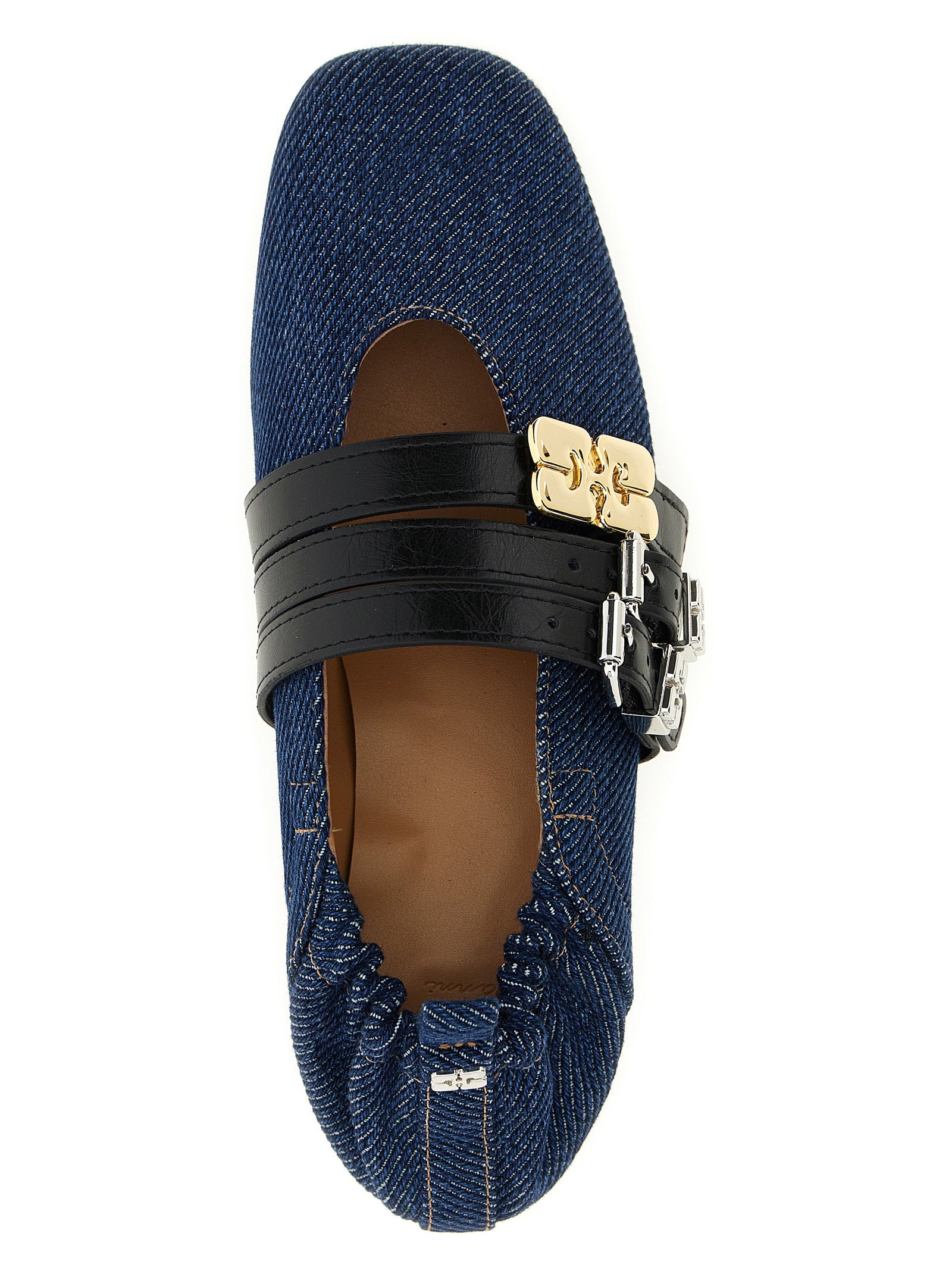 Ganni Sue Triple Ballet Flat — Navy, view 4