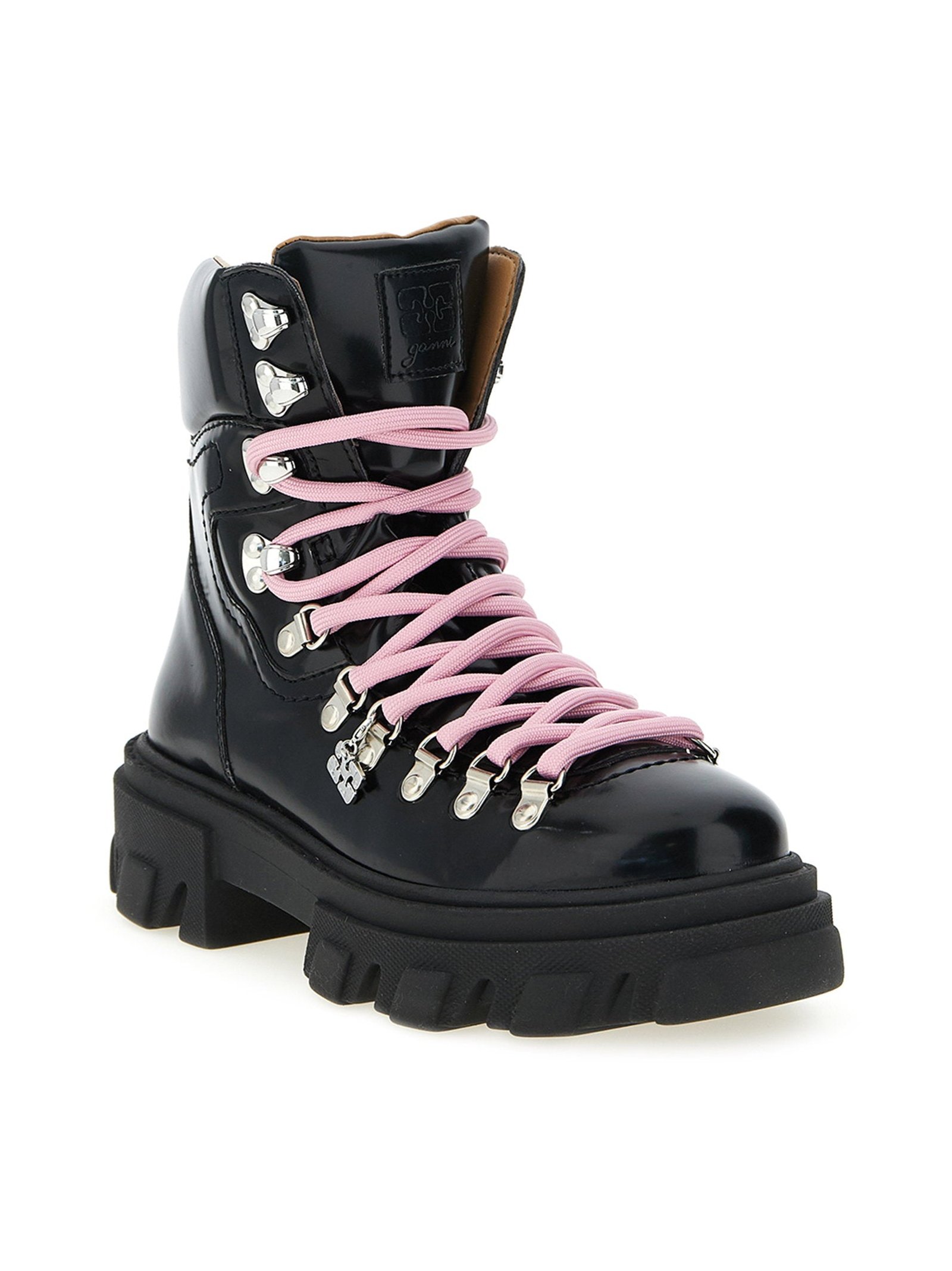 Ganni Cleated Mountain Boot — Black, view 3