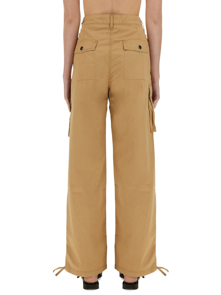 Ganni Organic Cotton Twill Cargo Pants — Beige by Ganni