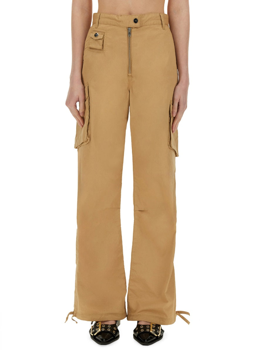 Ganni Organic Cotton Twill Cargo Pants — Beige, view 2