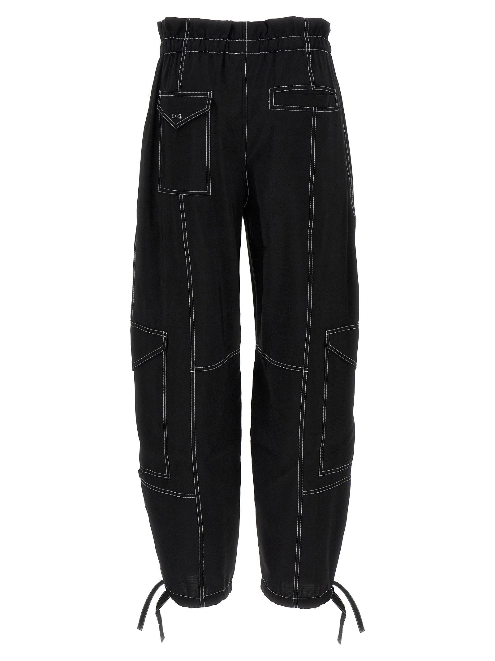 Ganni Pocket Detail Viscose Cargo Pants — Black, view 2