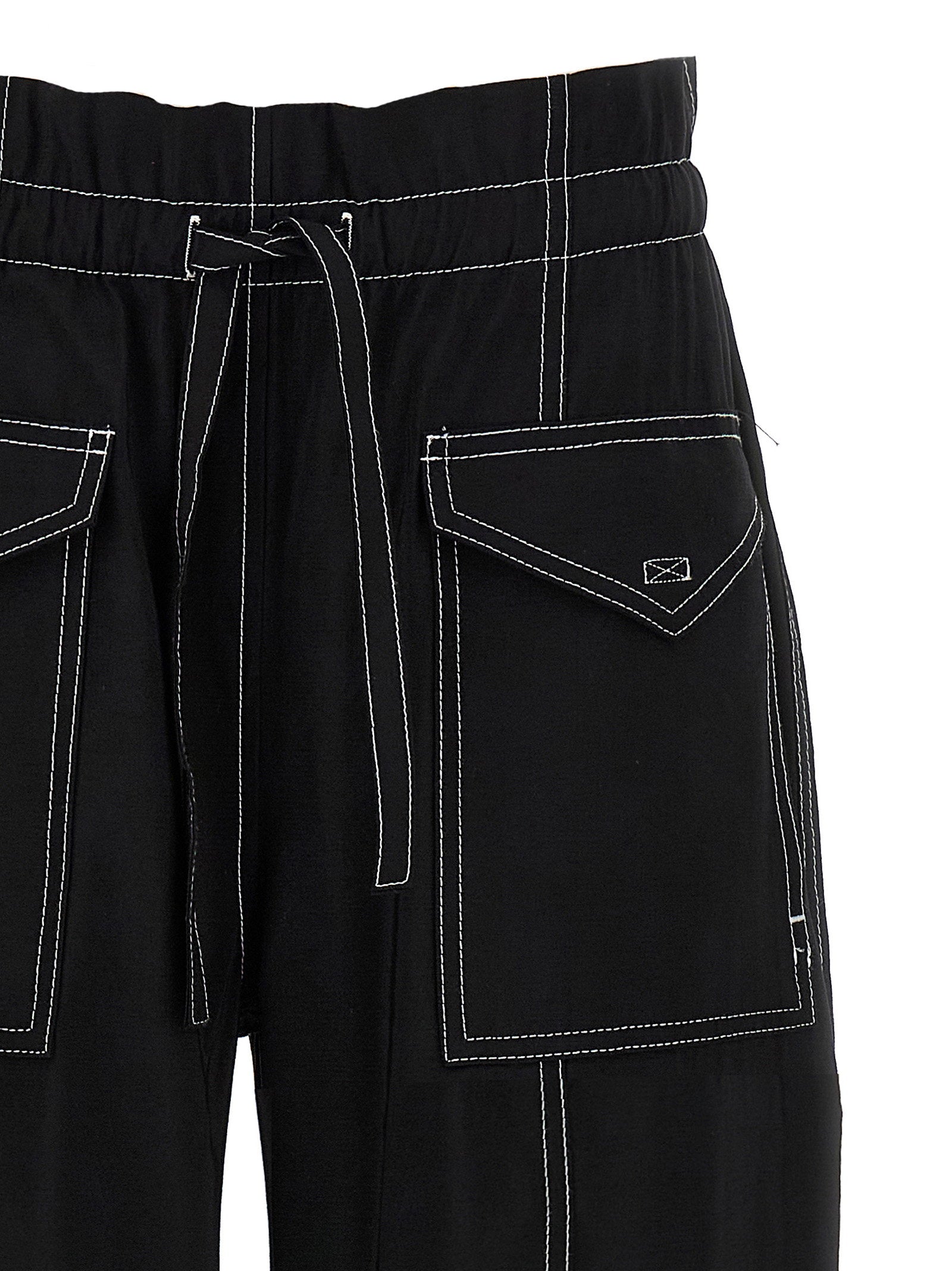 Ganni Pocket Detail Viscose Cargo Pants — Black, view 3