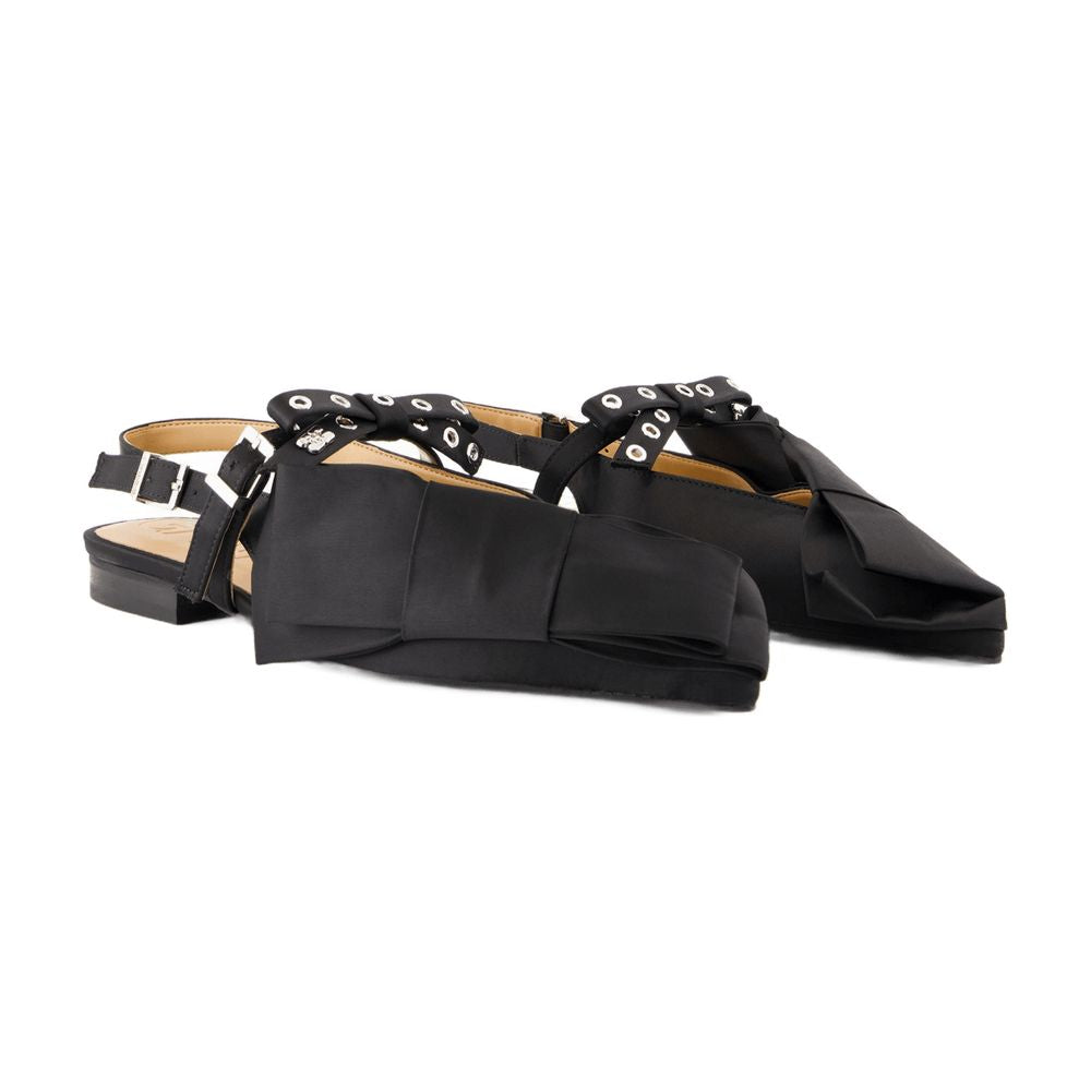 Ganni Big Bow Flat — Black, view 3