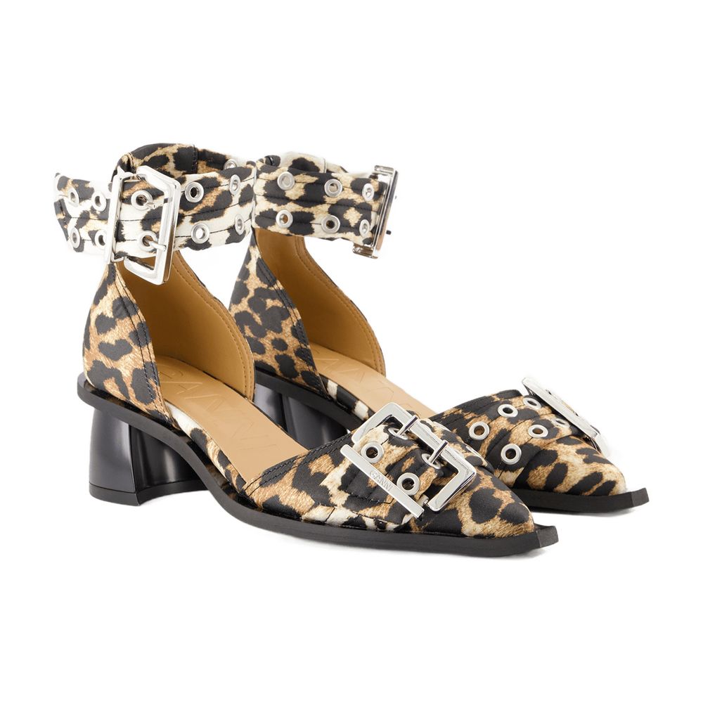 Ganni Leopard-Print Synthetic Heel — Multicolor, view 3