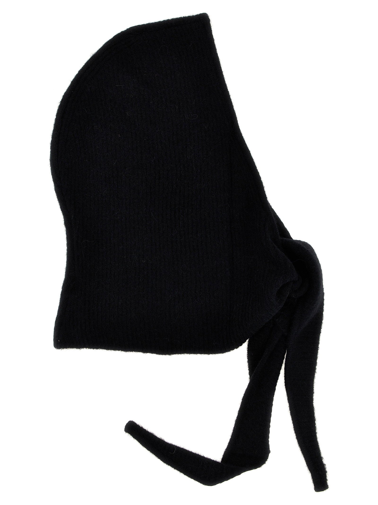 Ganni Logo-Embroidered Alpaca Blend Hood — Black by Ganni