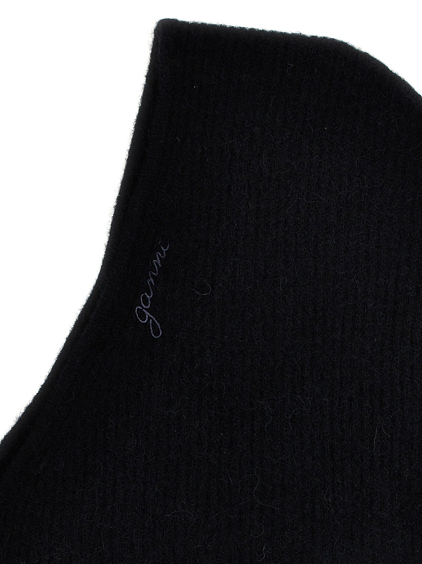 Ganni Logo-Embroidered Alpaca Blend Hood — Black, view 3