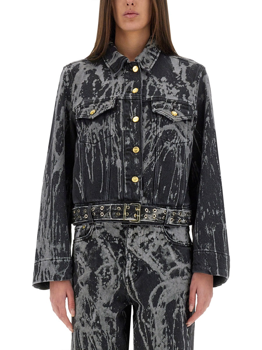 Ganni Organic Cotton Denim Jacket — Black, view 3